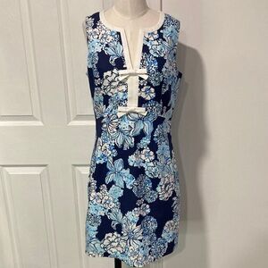 Lilly Pulitzer Aria stretch shift dress 4 Navy bouquet